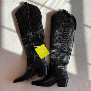 gianni bini colbbiye croc embossed western cow girl boots
